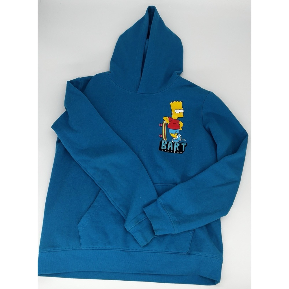 The Simpsons Bart Simpson Boys or Girls Blue Pullover Hoodie Size 18/20 Fleece - Picture 8 of 8